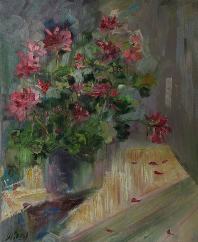 Painting for sale online - Sunny day. Geranium.