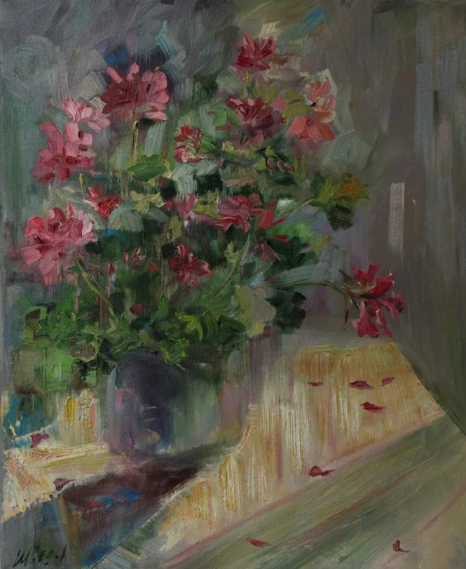 Painting for sale online - Sunny day. Geranium.