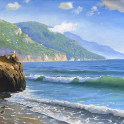 Painting for sale online - Wild seashore with seagulls.