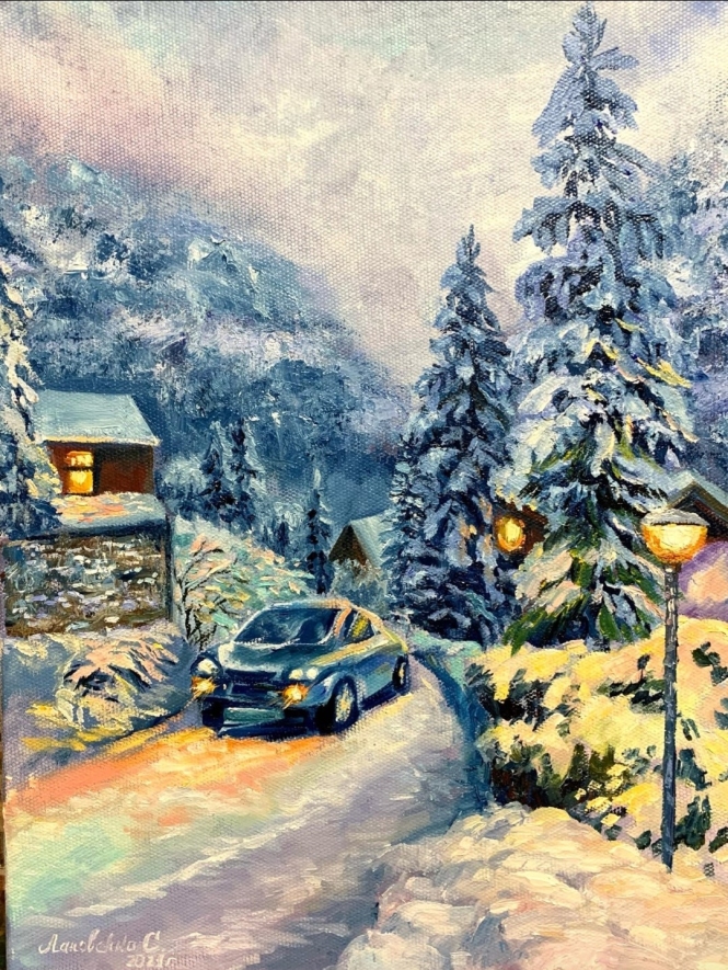 Painting for sale online - Russian winter.