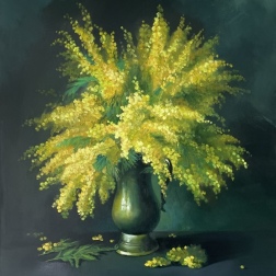 Painting for sale online - Mimosa in a vase
