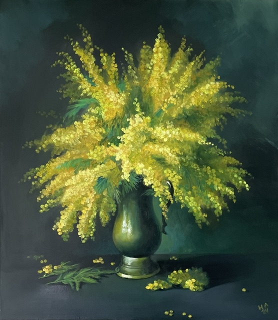 Painting for sale online - Mimosa in a vase