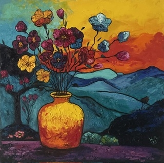 Painting for sale online - Still life with flowers on contrasts