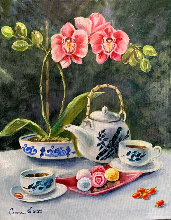 Painting for sale online - Eastern tea drinking