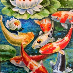 Painting for sale online - Frolicking carps