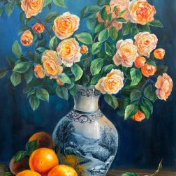 Painting for sale online - Tea roses.