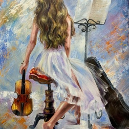 Painting for sale online - Girl with a violin.