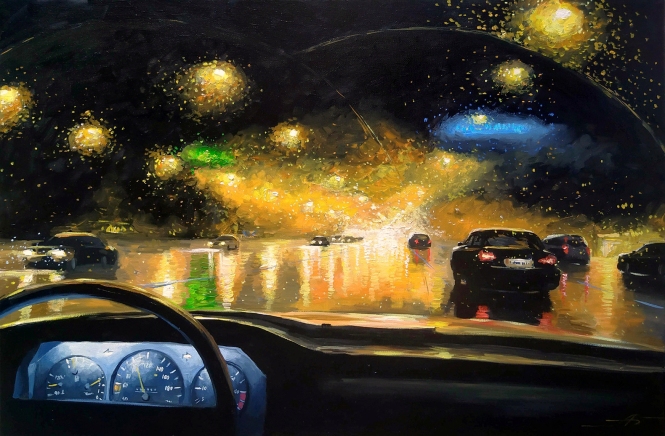 Painting for sale online - Evening movement. Raindrops.