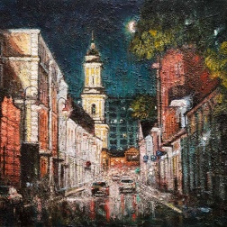 Painting for sale online - Night city. Light and darkness