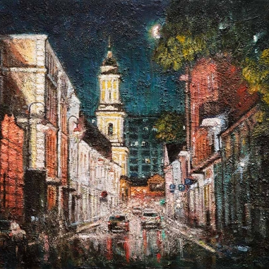 Painting for sale online - Night city. Light and darkness