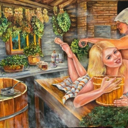 Painting for sale online - Russian bath.