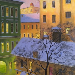 Painting for sale online - Above the roofs of St. Petersburg. Brinko Lane.