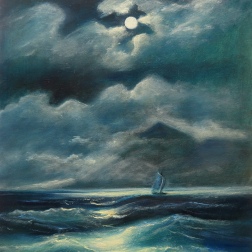 Painting for sale online - Sea view by moonlight (copy of Aivazovsky's painting)