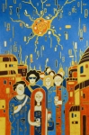 Painting for sale online - Street under the orange sun