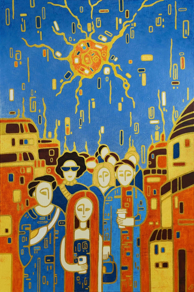 Painting for sale online - Street under the orange sun