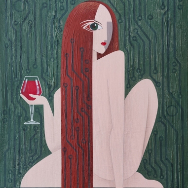 Painting for sale online - Disturbed peace. Green background