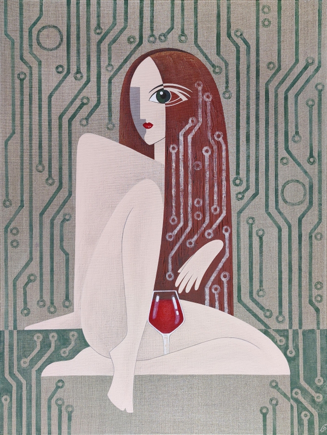Painting for sale online - Pleasant fatigue of the past day. Grey background