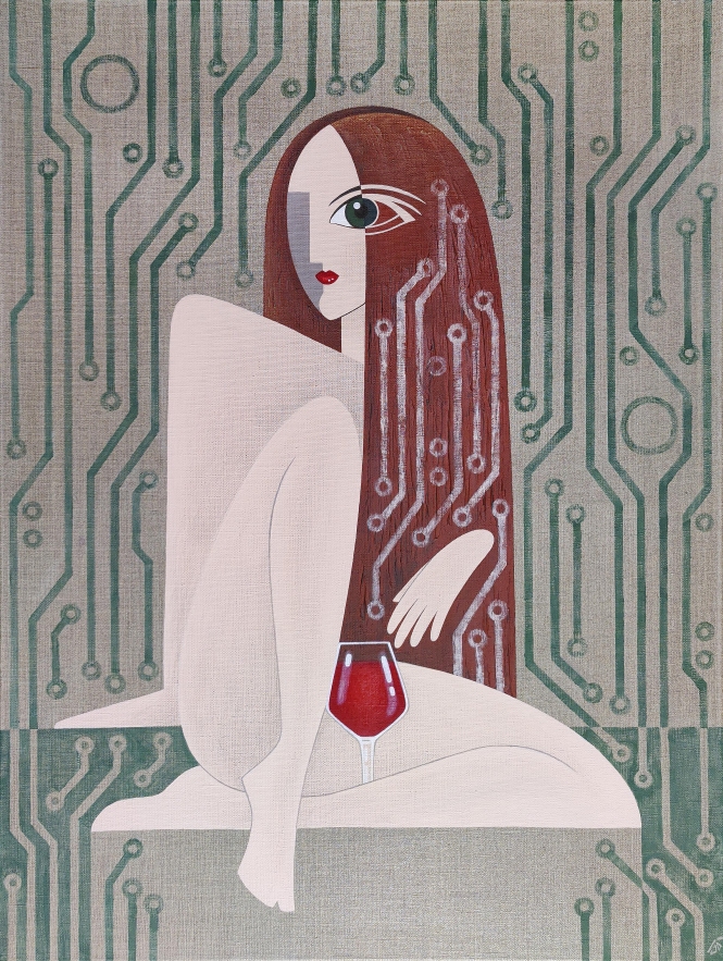 Painting for sale online - Pleasant fatigue of the past day. Grey background