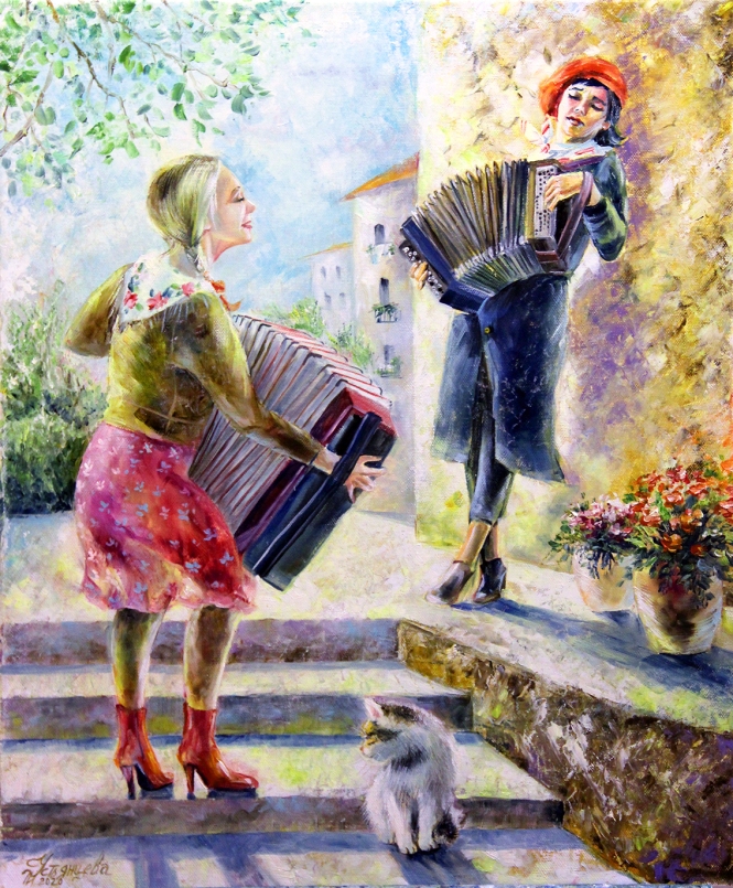 Painting for sale online - Don't be sad, girlfriend!