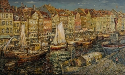 Painting for sale online - Warm evening in Copenhagen