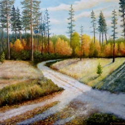 Painting for sale online - Crossroads of forest roads