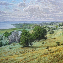 Painting for sale online - Volga bank. Stepnoye village.