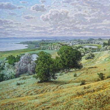Painting for sale online - Volga bank. Stepnoye village.
