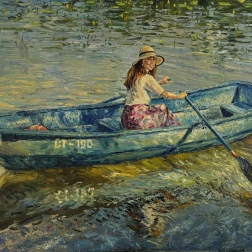 Painting for sale online - Lady on a boat