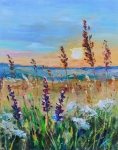 Painting for sale online - Wildflowers on sunset