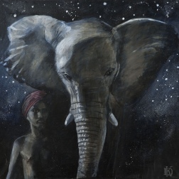 Painting for sale online - Mowgli and Hathi