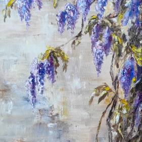 Painting for sale online - Wisteria in Rome. Flowers painting, floral artwork