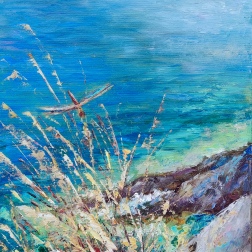 Painting for sale online - Dragonfly original oil painting seascape artwork