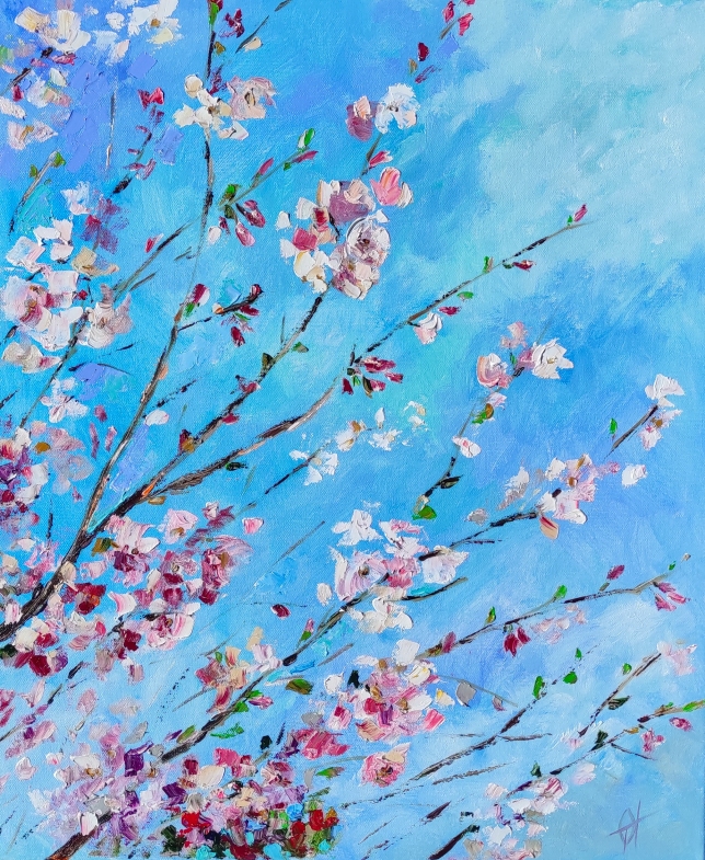 Painting for sale online - Spring blooming apple tree