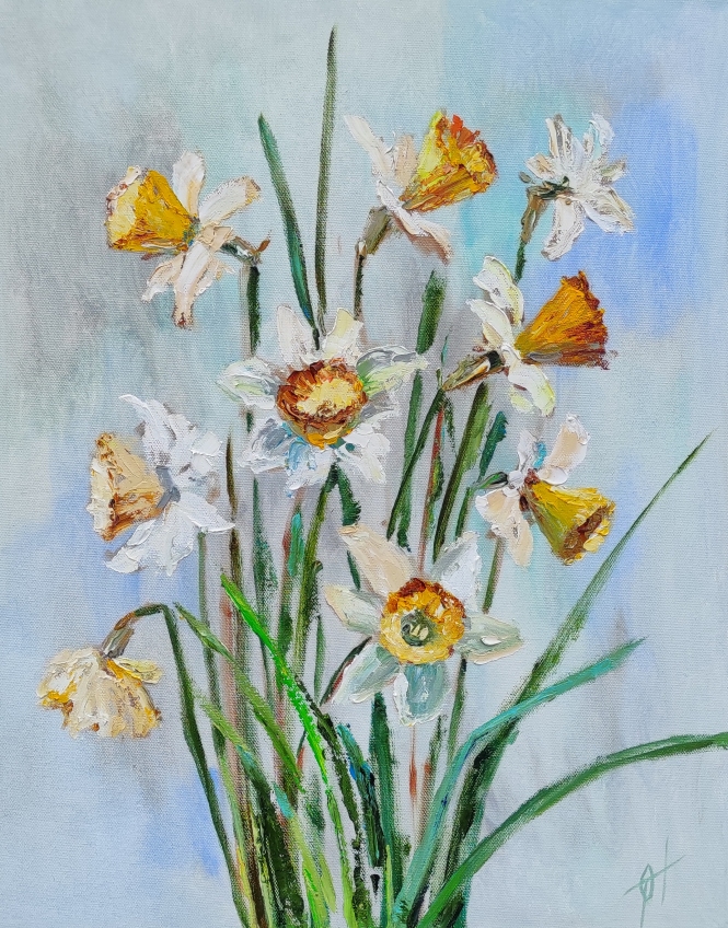 Painting for sale online - Daffodil flowers.