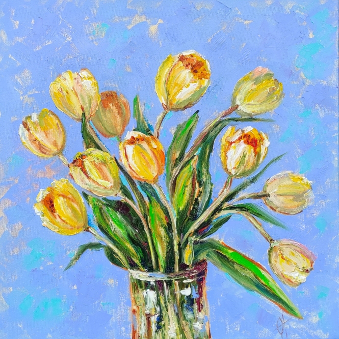 Painting for sale online - Yellow tulips