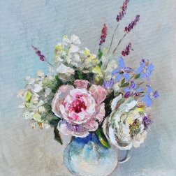 Painting for sale online - Bouquet with roses.