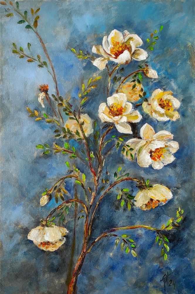 Painting for sale online - White rosehip