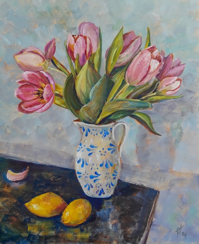 Painting for sale online - Pink tulips