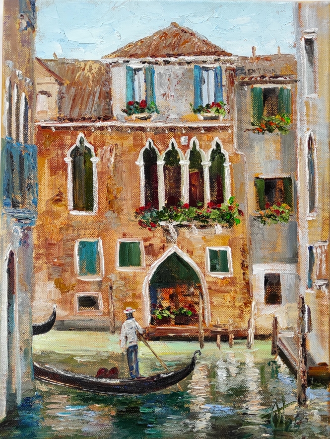 Painting for sale online - Venice. Gondolas