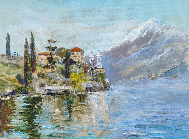 Painting for sale online - Villa del Balbianello, Como lake, Italy