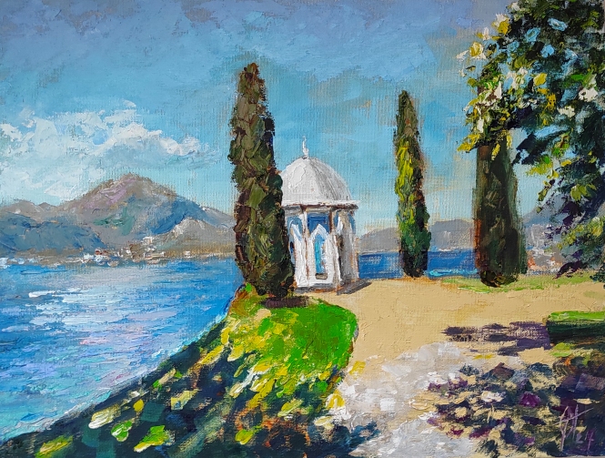 Painting for sale online - Moorish pavilion, Villa Melzi. Bellagio. Lake Como.