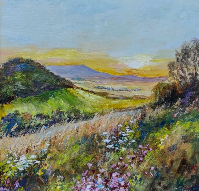 Painting for sale online - Valley at sunset