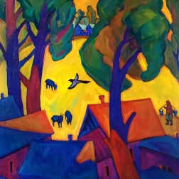 Painting for sale online - Village everyday life