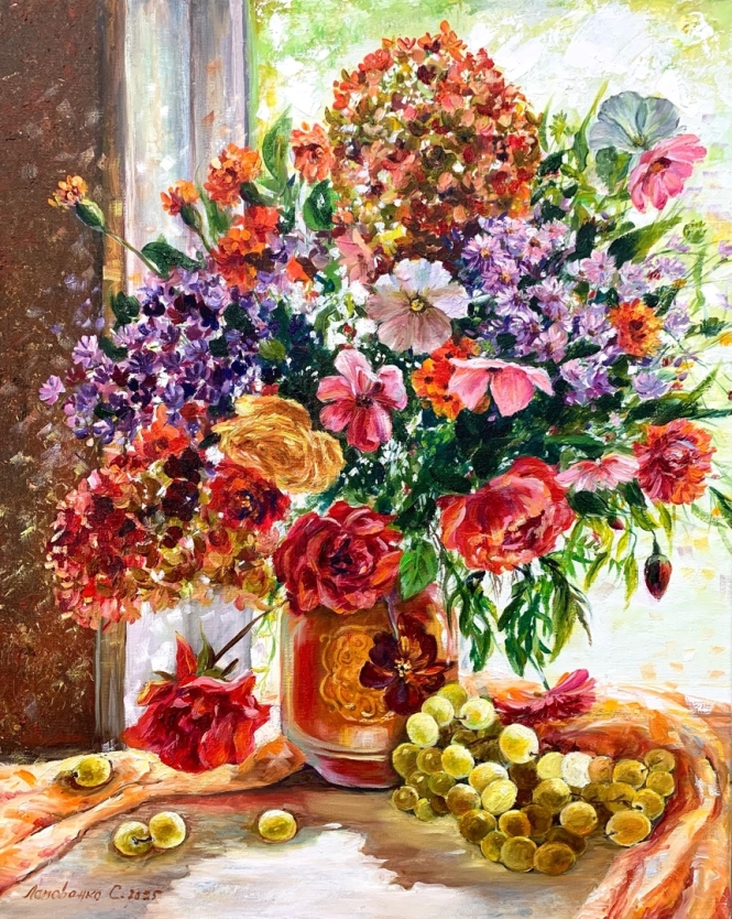 Painting for sale online - Orange summer bouquet.