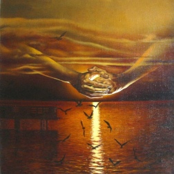 Painting for sale online - The Gulls at Sunset