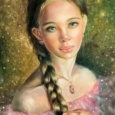 Painting for sale online - Girl with a scythe