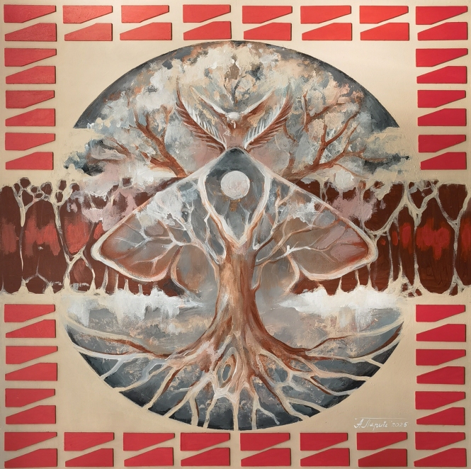 Painting for sale online - Painting in Russian style. Lukomorye. Tree of life. Inside.