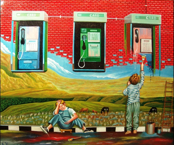 Painting for sale online - Where do phone booths come from