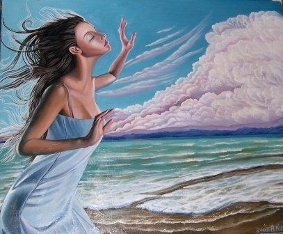 Painting for sale online - Running to the clouds