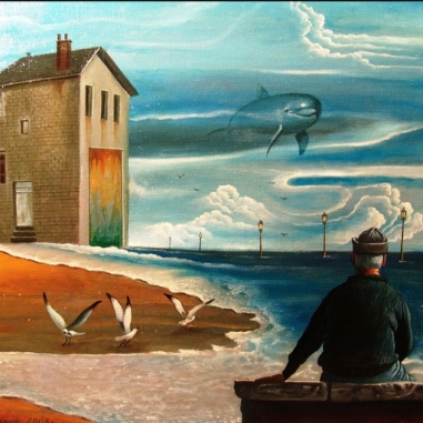 Painting for sale online - Dolphin Day